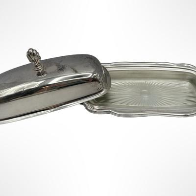 Set of 3 Silverplate Covered Butter Dishes with Glass Inserts
