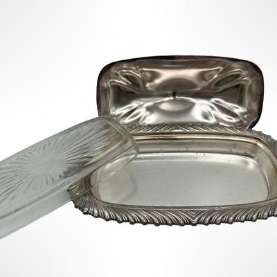 Set of 3 Silverplate Covered Butter Dishes with Glass Inserts