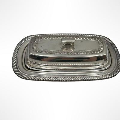 Set of 3 Silverplate Covered Butter Dishes with Glass Inserts
