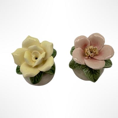 1983 Fitz and Floyd Handpainted Flower Salt & Pepper Shakers – In Original Box