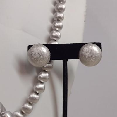 Monet Silver Tone Textured Finish Necklace, Bracelet, and Earring Set (#31)