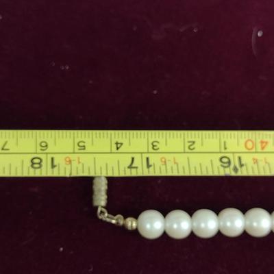1928 Faux Pearl and Pink Necklace and Earring Set (#32)
