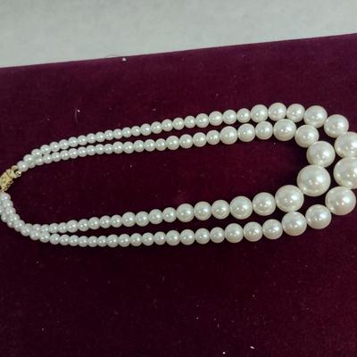 Double Strand Faux Pearl Necklace and Earring Set (#33)