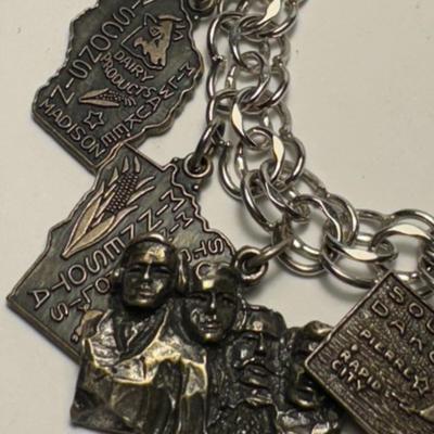 STERLING charm bracelet / 10 sterling charms