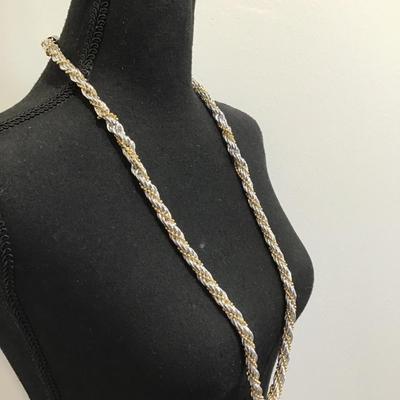 Sale Photo Thumbnail #99: Very nice silver and gold tone fashion necklace. Please see attached photos.