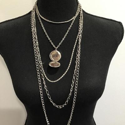 Sale Photo Thumbnail #105: SilverTone multi strand, fashion, statement, necklace with locket . Please see attached photos.