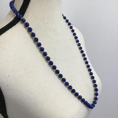 Sale Photo Thumbnail #119: Very nice vintage, blue polished stone, fashion, statement necklace. Please see attached photos.
