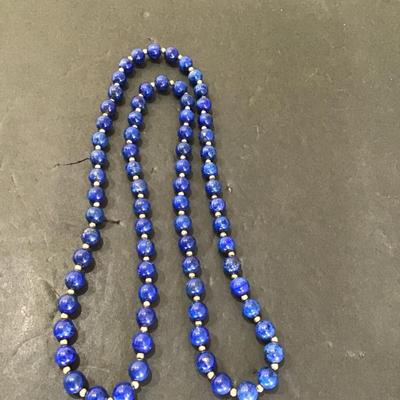 Sale Photo Thumbnail #120: Very nice vintage, blue polished stone, fashion, statement necklace. Please see attached photos.