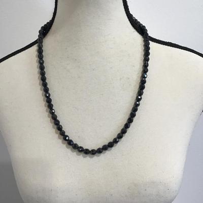Sale Photo Thumbnail #121: Vintage black glass, beaded fashion, statement necklace. Please see attached photos.