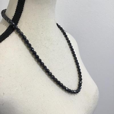 Sale Photo Thumbnail #122: Vintage black glass, beaded fashion, statement necklace. Please see attached photos.