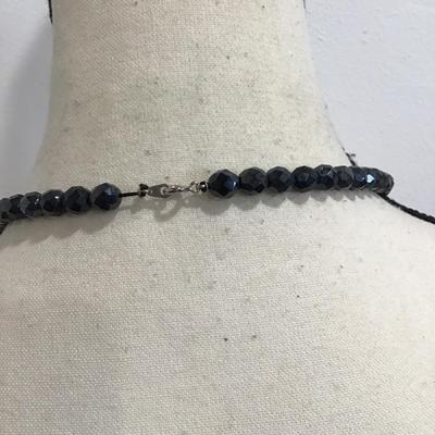 Sale Photo Thumbnail #123: Vintage black glass, beaded fashion, statement necklace. Please see attached photos.