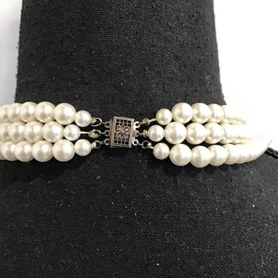 Sale Photo Thumbnail #137: Beautiful vintage trio, strand pearl necklace please see attached photos