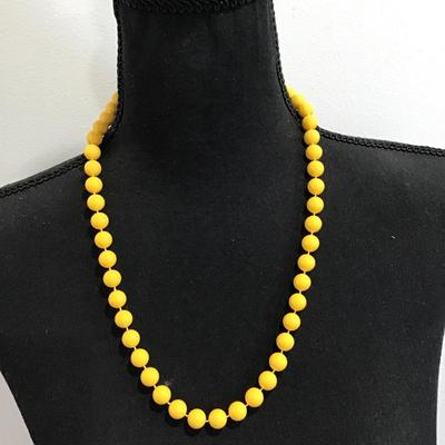 Sale Photo Thumbnail #151: Very nice vintage, yellow beaded statement necklace. Please see attached photos.