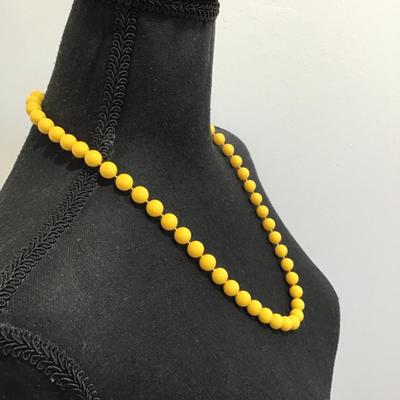 Sale Photo Thumbnail #152: Very nice vintage, yellow beaded statement necklace. Please see attached photos.