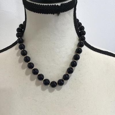 Sale Photo Thumbnail #157: Very nice black beaded choker style necklace. Please see attached photos.