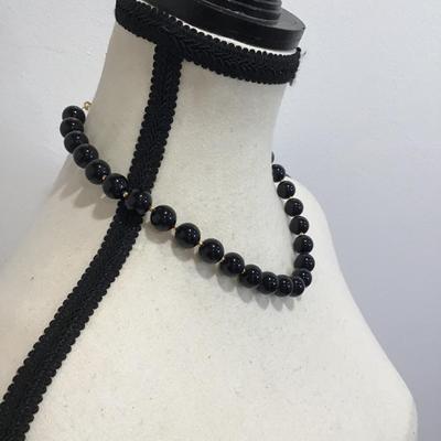 Sale Photo Thumbnail #158: Very nice black beaded choker style necklace. Please see attached photos.