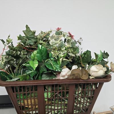 Basket of faux plants basket included