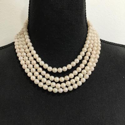 Sale Photo Thumbnail #160: Beautiful vintage, multi strand pearl necklace. Please see attached photos.