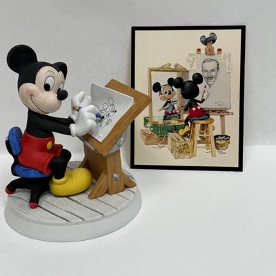 Walt Disney Mickey Mouse sel portrait figurine with postcard