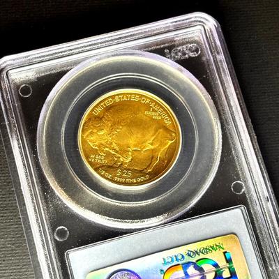 2008-W Burnished Gold Buffalo $25.00 Coin PCGS MS70 1/2 Ounce