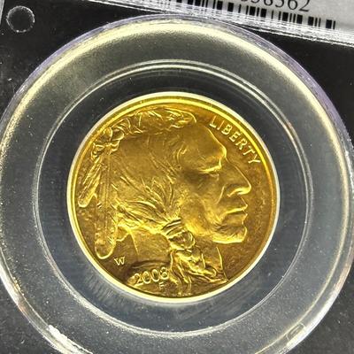 2008-W Burnished Gold Buffalo $25.00 Coin PCGS MS70 1/2 Ounce