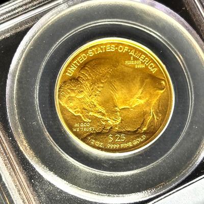 2008-W Burnished Gold Buffalo $25.00 Coin PCGS MS70 1/2 Ounce