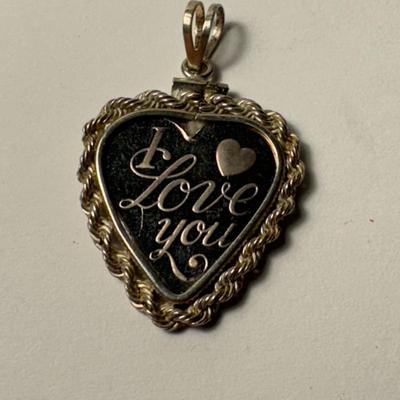 Sterling heart shaped pendent " I Love You"