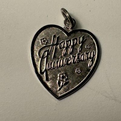 Sterling "Happy Anniversary Charm" / Heart shaped