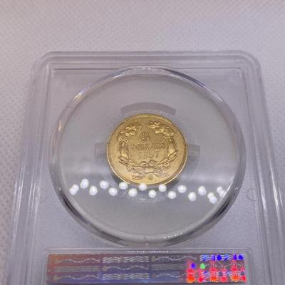 1857-S $3 Princess Gold PCGS AU Gold Coin RARE VERY LOW Mintage