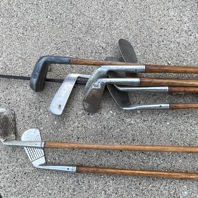 Vintage Wooden Handle Golf Clubs
