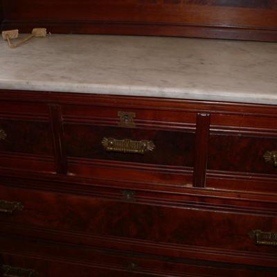 Antique Eastlake Dresser with Mirror and Marble Top