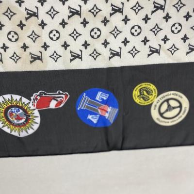 Sale Photo Thumbnail #305: Excellent condition.  Monogram Center
World Tour Motif Border
34 inches wide x 69 inches long 
Retails $275.00