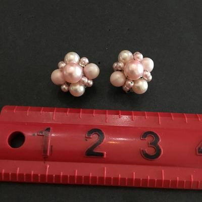 Vintage pale pink clip on earrings
