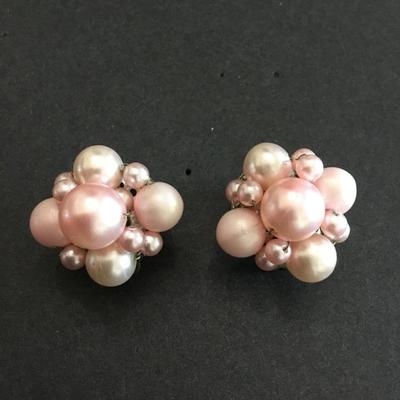 Vintage pale pink clip on earrings