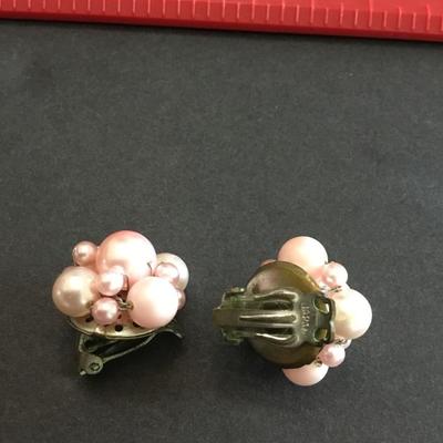 Vintage pale pink clip on earrings