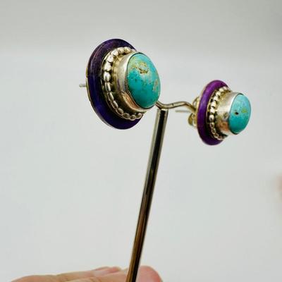 Sterling Jewelry with Turquoise & Amethyst signed K
