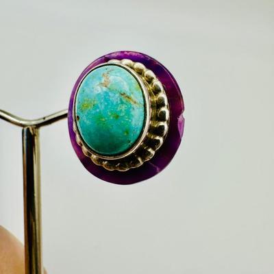 Sterling Jewelry with Turquoise & Amethyst signed K