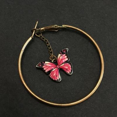 Vintage butterfly hoop earrings