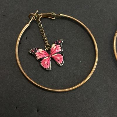 Vintage butterfly hoop earrings
