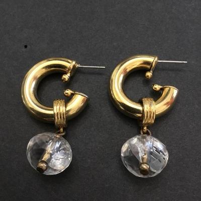 Vintage chunky very nice gold toned hoop, earrings,