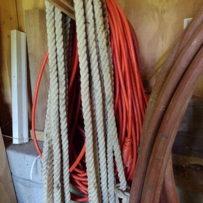 Collection of Outdoor Accessories- Cords, Hose, Rope