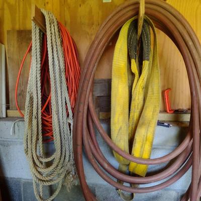 Collection of Outdoor Accessories- Cords, Hose, Rope