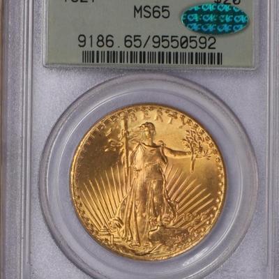1927 Gold St. Gaudens Double Eagle $20 PCGS MS65 CAC