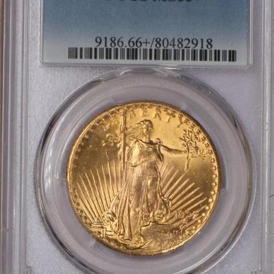 1927 Gold St. Gaudens Double Eagle $20 PCGS MS66+. Exceptional!
