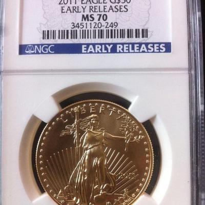 2011 NGC $50 MS70 25th Anniversary Gold AMERICAN EAGLE - EARLY RELEASES