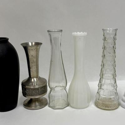Sale Photo Thumbnail #486: Some of these vintage vases have some discoloration or residue inside, but otherwise they are in good condition.