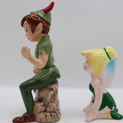 Vintage Disney Ceramic Peter Pan and Tinker Bell Figurines