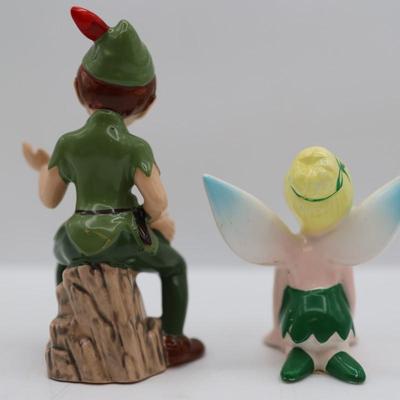 Vintage Disney Ceramic Peter Pan and Tinker Bell Figurines