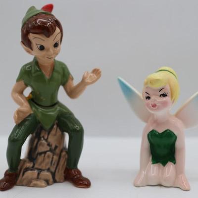 Vintage Disney Ceramic Peter Pan and Tinker Bell Figurines