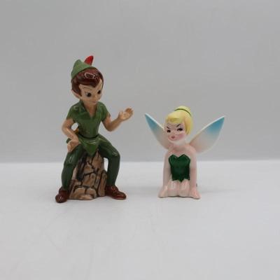 Vintage Disney Ceramic Peter Pan and Tinker Bell Figurines